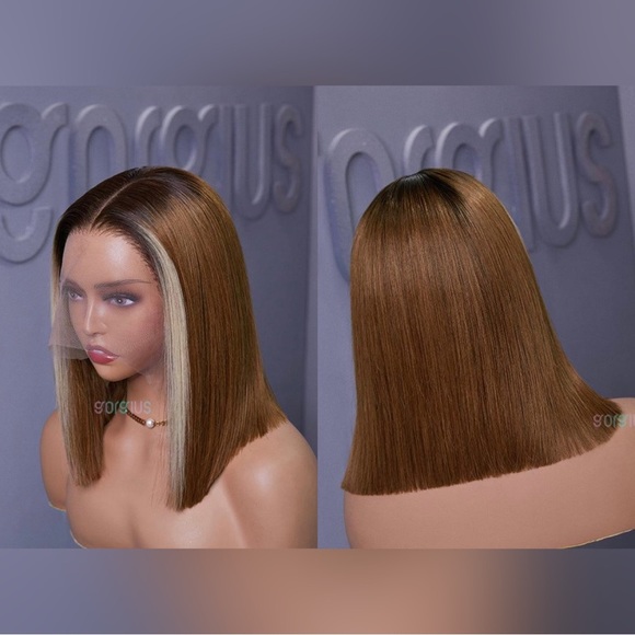 12” Highlight Bob Wig, T-part Lace Frontal - Picture 2 of 4